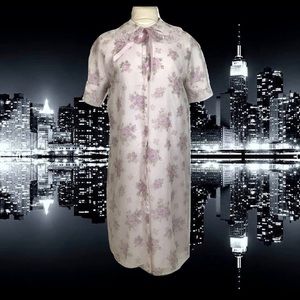 Vintage Lingerie Chiffon Robe Lavender Roses